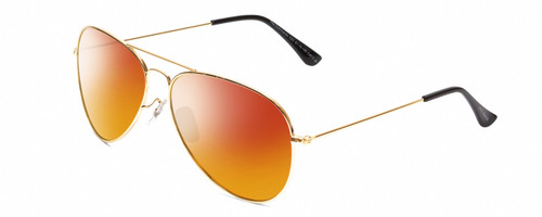 Profile View of Prive Revaux Commando Designer Polarized Sunglasses with Custom Cut Red Mirror Lenses in Champagne Gold/Black Unisex Pilot Full Rim Metal 60 mm