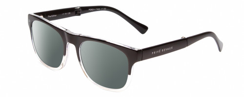Profile View of Prive Revaux Editor FOLDING Designer Polarized Sunglasses with Custom Cut Smoke Grey Lenses in Caviar Black Crystal Fade Unisex Classic Full Rim Acetate 52 mm