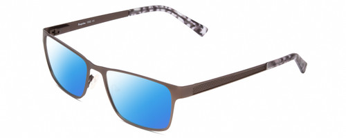 Profile View of Esquire EQ1502 Designer Polarized Sunglasses with Custom Cut Blue Mirror Lenses in Brown Pewter Silver White Marble Unisex Square Full Rim Stainless Steel 54 mm