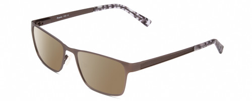 Profile View of Esquire EQ1502 Designer Polarized Sunglasses with Custom Cut Amber Brown Lenses in Brown Pewter Silver White Marble Unisex Square Full Rim Stainless Steel 54 mm