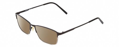 Profile View of Esquire EQ1522 Designer Polarized Sunglasses with Custom Cut Amber Brown Lenses in Black Unisex Square Full Rim Stainless Steel 55 mm