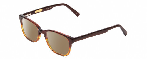 Profile View of Ernest Hemingway H4657 Designer Polarized Sunglasses with Custom Cut Amber Brown Lenses in Tortoise Havana Brown Gold Unisex Rectangular Full Rim Acetate 49 mm