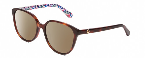 Profile View of Kate Spade VIENNE Designer Polarized Sunglasses with Custom Cut Amber Brown Lenses in Tortoise Havana Colorful Floral White Ladies Cat Eye Full Rim Acetate 54 mm