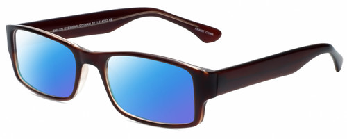 Profile View of Gotham Style 232 Designer Polarized Sunglasses with Custom Cut Blue Mirror Lenses in Brown Mens Rectangular Full Rim Acetate 60 mm