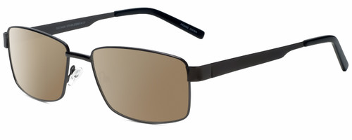 Profile View of Gotham Style 14 Designer Polarized Sunglasses with Custom Cut Amber Brown Lenses in Gunmetal Mens Square Full Rim Metal 59 mm