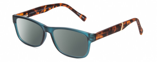 Profile View of Gotham Premium Flex 29 Designer Polarized Sunglasses with Custom Cut Smoke Grey Lenses in Matte Blue Unisex Square Full Rim Acetate 53 mm