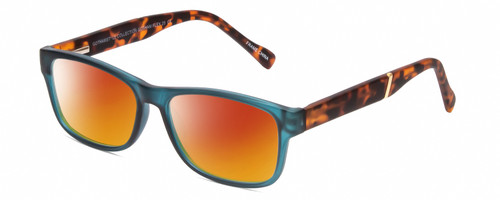 Profile View of Gotham Premium Flex 29 Designer Polarized Sunglasses with Custom Cut Red Mirror Lenses in Matte Blue Unisex Square Full Rim Acetate 53 mm