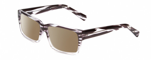 Profile View of Gotham Style 204 Designer Polarized Sunglasses with Custom Cut Amber Brown Lenses in Black Crystal Stripes Unisex Rectangular Full Rim Acetate 56 mm