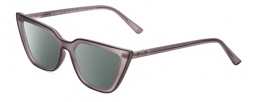 Profile View of Gotham Flex 84 Designer Polarized Reading Sunglasses with Custom Cut Powered Smoke Grey Lenses in Smoke Grey Matte Black Ladies Triangular Full Rim Acetate 49 mm