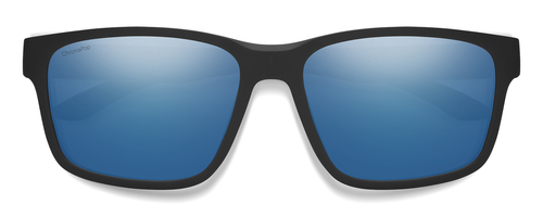 Front View of Smith Basecamp Unisex Sunglass Black/Photochromic CP Polarized Blue Mirror 58 mm