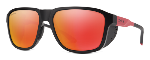 Profile View of Smith Embark Unisex Sunglasses TNF Black/PC ChromaPop Polarized Red Mirror 58 mm