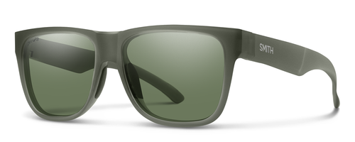 Profile View of Smith Lowdown 2 Unisex Sunglasses Crystal/PC ChromaPop Polarized Gray Geen 55 mm