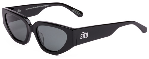 Profile View of SITO SHADES AXIS Womens Square Full Rim Designer Sunglasses Black/Iron Gray 55mm