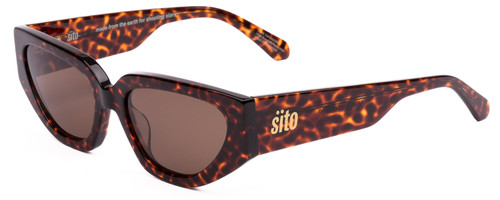 Profile View of SITO SHADES AXIS Women's Square Designer Sunglasses in Brown Cheetah/Coffee 55mm