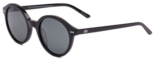 Profile View of SITO SHADES DIXON Unisex Round Full Rim Designer Sunglasses Black/Iron Gray 52mm