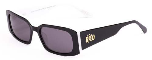 Profile View of SITO SHADES ELECTRO VISION Unisex Designer Sunglasses Black White/Iron Gray 56mm