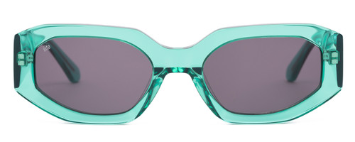 Front View of SITO SHADES JUICY Women's Square Designer Sunglasses Blue Crystal/Iron Gray 53mm