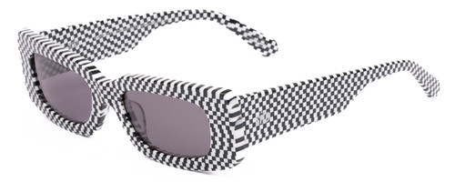 Profile View of SITO SHADES REACHING DAWN Women's Sunglasses Black White Checker/Iron Gray 51 mm