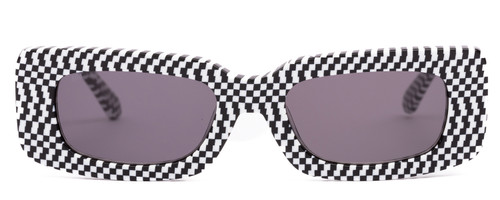 Front View of SITO SHADES REACHING DAWN Women's Sunglasses Black White Checker/Iron Gray 51 mm