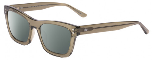 Profile View of SITO SHADES BREAK OF DAWN Designer Polarized Sunglasses with Custom Cut Smoke Grey Lenses in Moss Brown Crystal Unisex Square Full Rim Acetate 54 mm