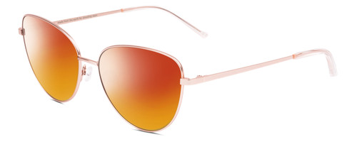 Profile View of SITO SHADES CANDI Designer Polarized Sunglasses with Custom Cut Red Mirror Lenses in Rose Gold Unisex Pilot Full Rim Metal 59 mm