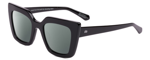 Profile View of SITO SHADES CULT VISION Designer Polarized Sunglasses with Custom Cut Smoke Grey Lenses in Black Ladies Cat Eye Full Rim Acetate 51 mm