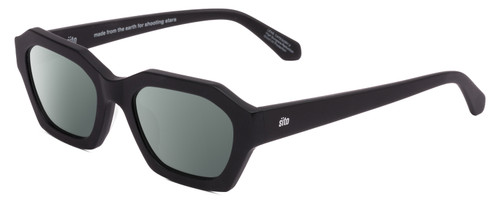 Profile View of SITO SHADES KINETIC Designer Polarized Sunglasses with Custom Cut Smoke Grey Lenses in Black Unisex Square Full Rim Acetate 54 mm