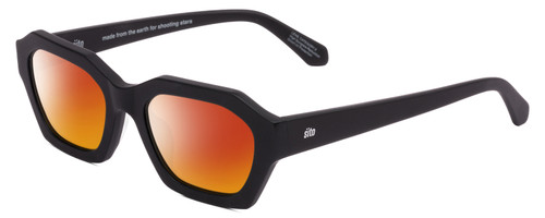Profile View of SITO SHADES KINETIC Designer Polarized Sunglasses with Custom Cut Red Mirror Lenses in Black Unisex Square Full Rim Acetate 54 mm