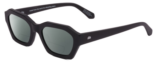 Profile View of SITO SHADES KINETIC Designer Polarized Reading Sunglasses with Custom Cut Powered Smoke Grey Lenses in Black Unisex Square Full Rim Acetate 54 mm