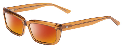 Profile View of SITO SHADES NIGHT IN MOTION Designer Polarized Sunglasses with Custom Cut Red Mirror Lenses in Tobacco Orange Crystal Unisex Square Full Rim Acetate 57 mm