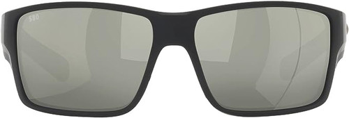 Front View of Costa Del Mar Men Reefton Pro Sunglasses Black/Polarized Silver Mirror 580G 63mm