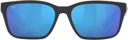 Front View of Costa Del Mar Women's Palmas Polarized Sunglasses Black/Blue Mirrored 580G 57 mm