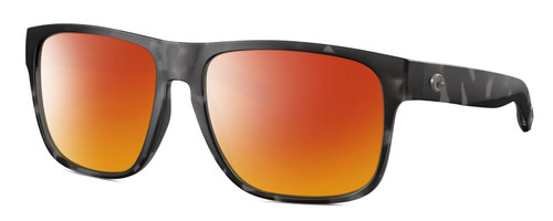 Profile View of Costa Del Mar SPEARO XL Designer Polarized Sunglasses with Custom Cut Red Mirror Lenses in Tiger Shark Mens Square Full Rim Acetate 59 mm