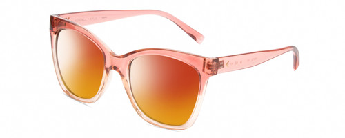 Profile View of Kendall+Kylie KK5120CE MARA Designer Polarized Sunglasses with Custom Cut Red Mirror Lenses in Blush Pink Crystal Ladies Cat Eye Full Rim Acetate 55 mm