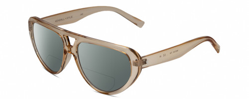 Profile View of Kendall+Kylie KK5135CE JAE Designer Polarized Reading Sunglasses with Custom Cut Powered Smoke Grey Lenses in Golden Wheat Beige Crystal Ladies Oval Full Rim Acetate 56 mm