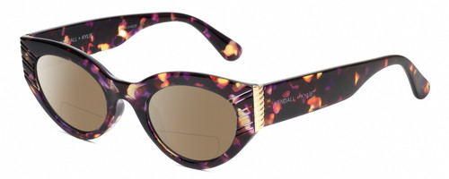 Profile View of Kendall+Kylie KK5143CE ALEXANDRA Designer Polarized Reading Sunglasses with Custom Cut Powered Amber Brown Lenses in Violet Demi Tortoise Havana Crystal Gold Ladies Cat Eye Full Rim Acetate 49 mm