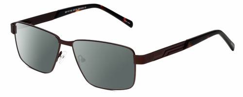 Profile View of Dale Earnhardt, Jr. DJ6816 Designer Polarized Sunglasses with Custom Cut Smoke Grey Lenses in Satin Brown Unisex Rectangular Full Rim Stainless Steel 60 mm