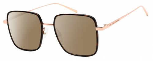 Profile View of Marc Jacobs 477/S Designer Polarized Sunglasses with Custom Cut Amber Brown Lenses in Tortoise Havana Rose Gold Unisex Square Full Rim Metal 51 mm