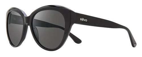 Profile View of REVO ROSE Women's Cat Eye Designer Sunglasses in Gloss Black/Graphite Grey 55 mm