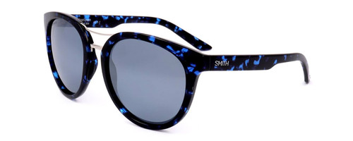 Profile View of Smith Optics Bridgetown Women Sunglass Crystal Navy Tortoise/Chromapop Blue 54mm