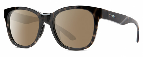 Profile View of Smith Optics Caper-WR7 Designer Polarized Sunglasses with Custom Cut Amber Brown Lenses in Gloss Black Beige Tortoise Havana Unisex Panthos Full Rim Acetate 53 mm