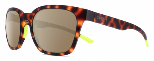 Profile View of Smith Optics Founder-A84 Designer Polarized Sunglasses with Custom Cut Amber Brown Lenses in Matte Tortoise Havana Neon Yellow Unisex Panthos Full Rim Acetate 55 mm
