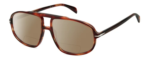 Profile View of David Beckham DB1000S Designer Polarized Reading Sunglasses with Custom Cut Powered Amber Brown Lenses in Red Brown Havana Tortoise Unisex Pilot Full Rim Acetate 59 mm