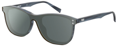 Profile View of Levi's Timeless LV5013CS Designer Polarized Sunglasses with Custom Cut Smoke Grey Lenses in Crystal Blue Horn Marble Unisex Panthos Full Rim Acetate 53 mm