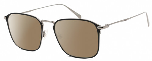 Profile View of Levi's Timeless LV5000 Designer Polarized Sunglasses with Custom Cut Amber Brown Lenses in Black Ruthenium Silver Unisex Square Full Rim Metal 52 mm