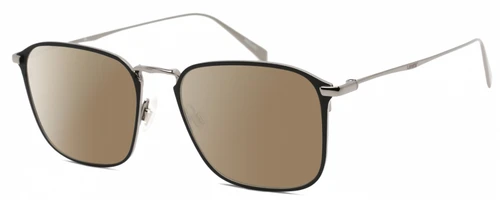 Profile View of Levi's Timeless LV5000 Designer Polarized Sunglasses with Custom Cut Amber Brown Lenses in Black Ruthenium Silver Unisex Square Full Rim Metal 52 mm