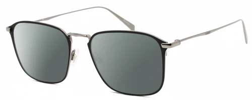 Profile View of Levi's Timeless LV5000 Designer Polarized Sunglasses with Custom Cut Smoke Grey Lenses in Black Ruthenium Silver Unisex Square Full Rim Metal 52 mm