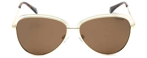 Front View of Polaroid 4103/S Women's Sunglasses in Gold Tortoise Havana/Polarized Brown 58 mm