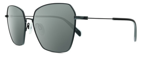 Profile View of Rag&Bone 1034 Designer Polarized Sunglasses with Custom Cut Smoke Grey Lenses in Satin Black Unisex Hexagonal Full Rim Metal 58 mm