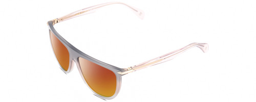 Profile View of Rag&Bone 1056 Designer Polarized Sunglasses with Custom Cut Red Mirror Lenses in Smoked Crystal Grey Fade Unisex Semi-Circular Full Rim Acetate 57 mm